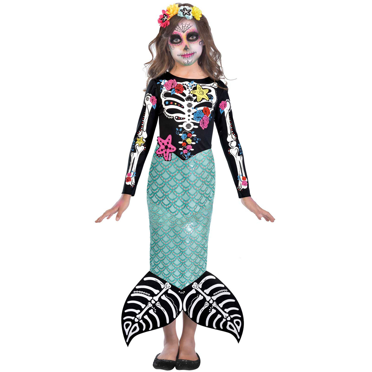 Day of shops the Dead skeleton Halloween purple Mermaid